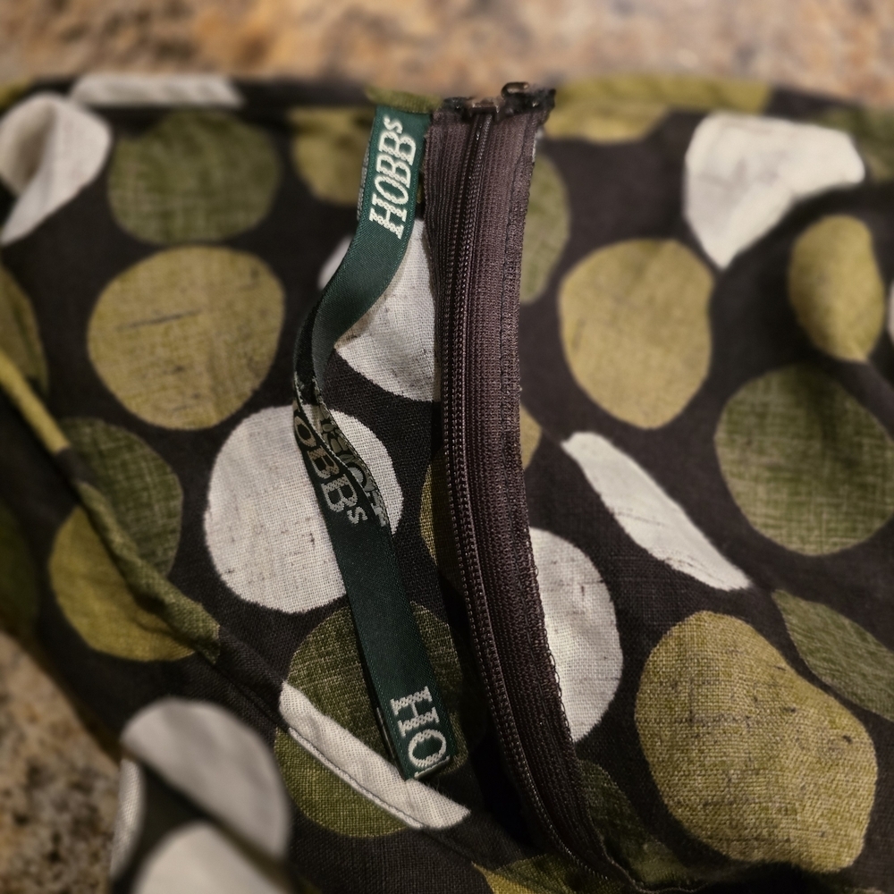 Hobbs London 90s Vintage Polka Dot Linen Circle Skirt - Olive Green - Picture 5 of 7